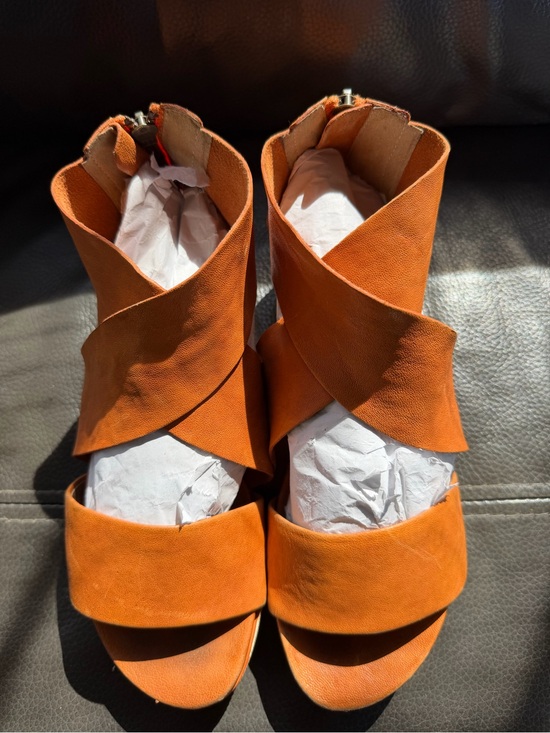 Eileen Fisher Shoes - Eileen Fisher Orange Leather Crisscross Strap Sandals